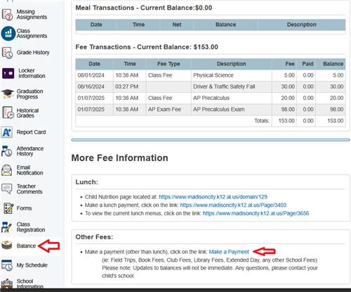 jms online payment systems link screenshot