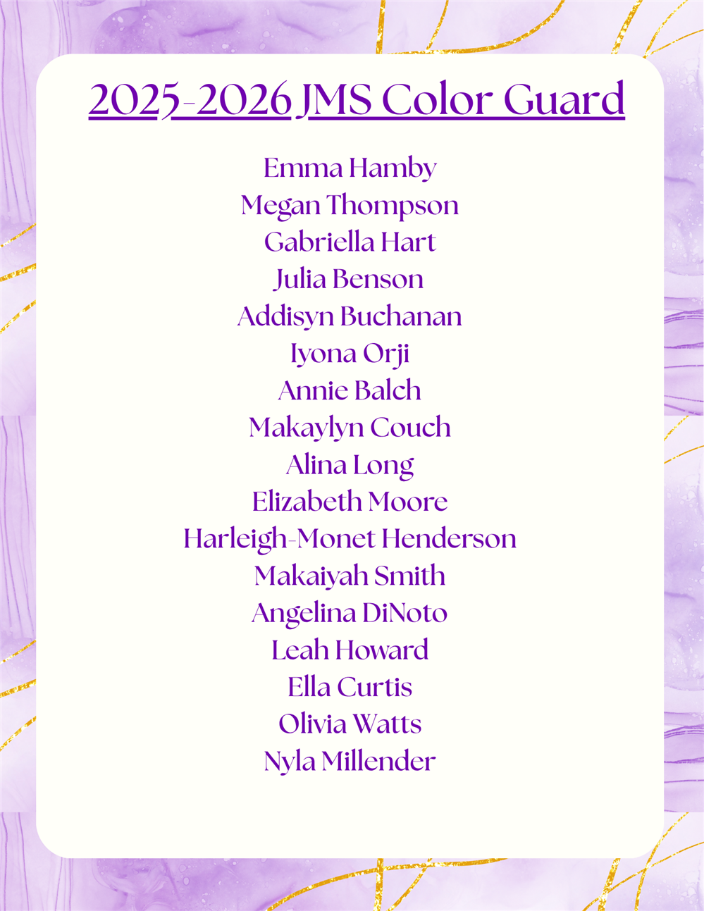 2025-2026 Color Guard Team