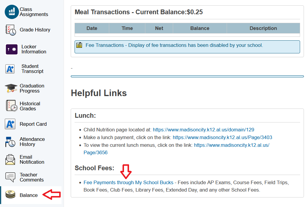 Fee link for school related fees